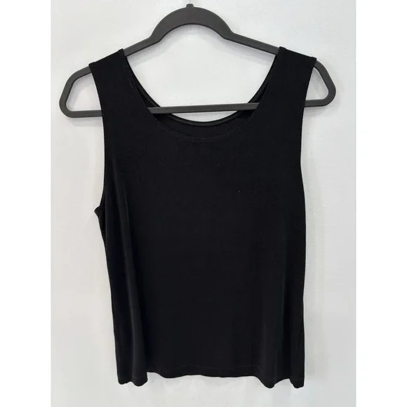 Chico's Travelers Women's Black High Neck Tank Top Stretch Size 2 L Minimalist - Picture 2 of 8